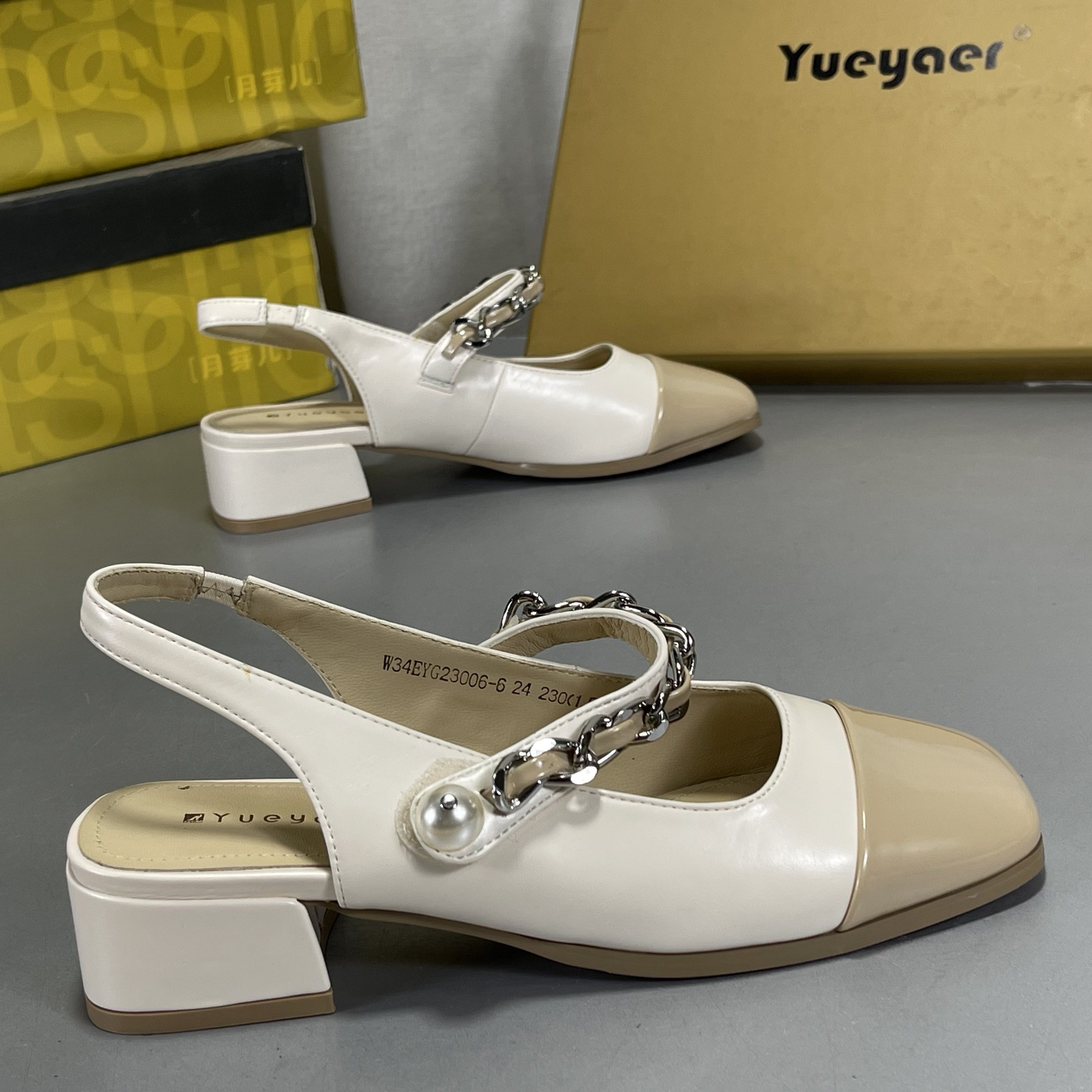 月芽儿包头凉鞋女玛丽珍粗跟中跟新款春夏季珍珠复古小香风单鞋,淘宝优惠券,粉丝福利购,淘宝优惠卷