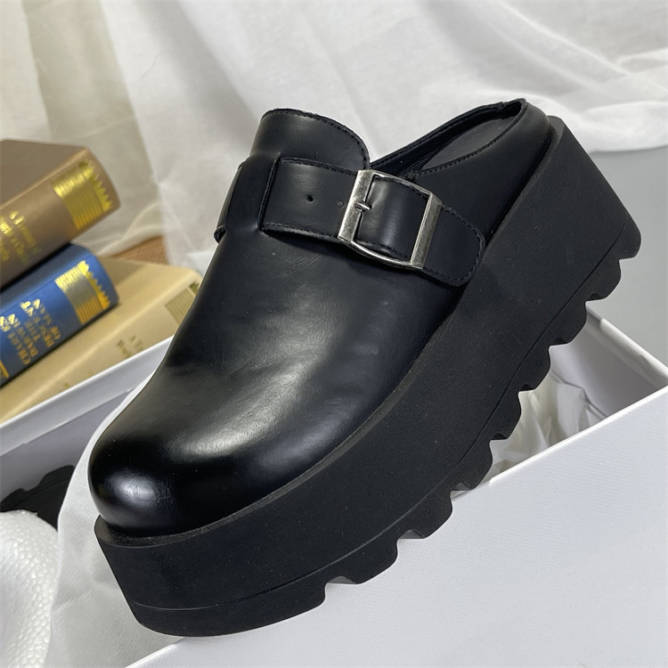 牛皮版！厚底包头半拖鞋女2025新款厚底增高乐福鞋真皮懒人勃肯鞋,淘宝优惠券,粉丝福利购,淘宝优惠卷