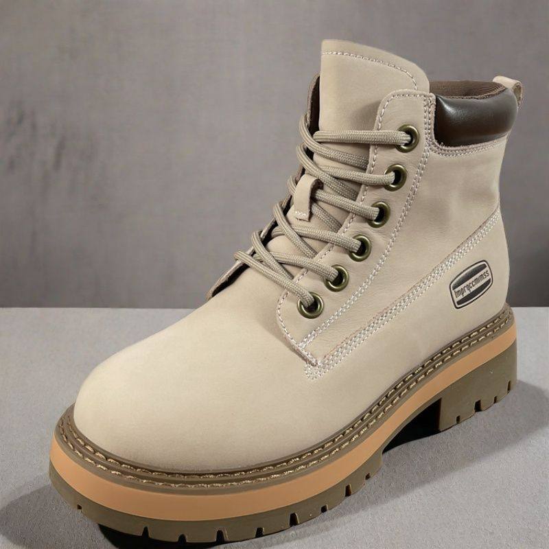 品牌女鞋头层牛皮大黄蜂户外工装靴2024秋冬款马丁靴复古短筒靴子 - 图2