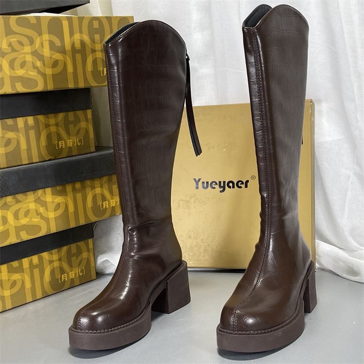 月芽儿加绒真皮骑士靴女2025秋冬新款长筒薄绒马丁靴高跟粗跟长靴,淘宝优惠券,粉丝福利购,淘宝优惠卷