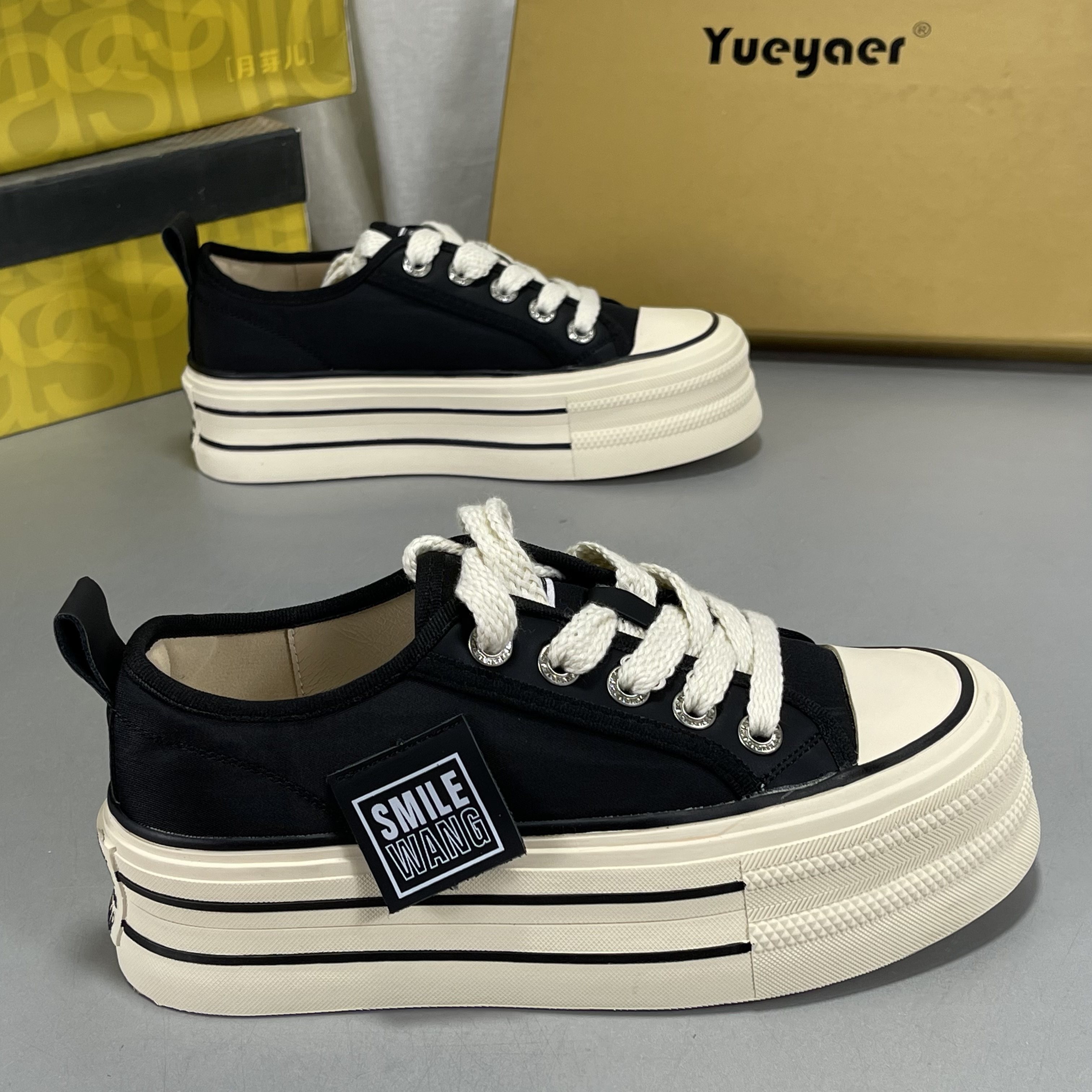 月芽儿厚底帆布鞋女2026春季百搭圆头低帮松糕板鞋小个子休闲鞋,淘宝优惠券,粉丝福利购,淘宝优惠卷