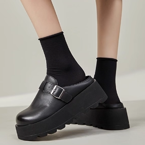 牛皮版！厚底包头半拖鞋女2025新款厚底增高乐福鞋真皮懒人勃肯鞋,淘宝优惠券,粉丝福利购,淘宝优惠卷