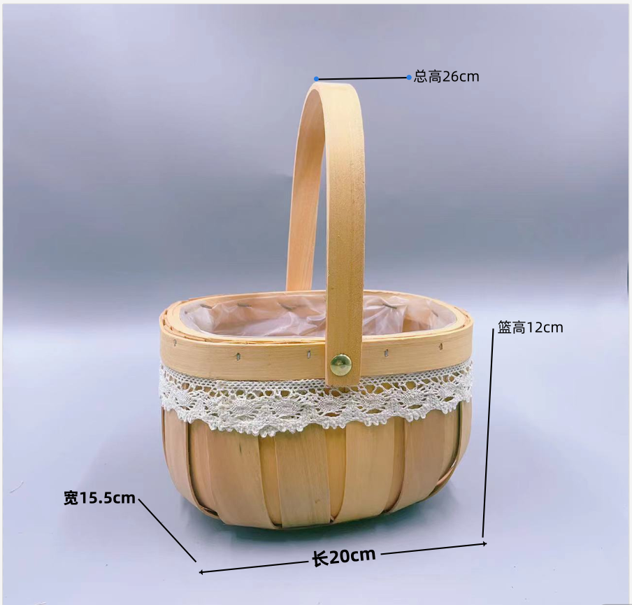 花艺插花篮藤编手提篮编织篮鲜花花篮子田园风花童花瓣小篮子竹篮-图0