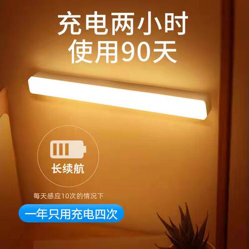 智能人体感应灯楼梯道自动声光控衣柜橱柜夜间无线充电led小夜灯 - 图1