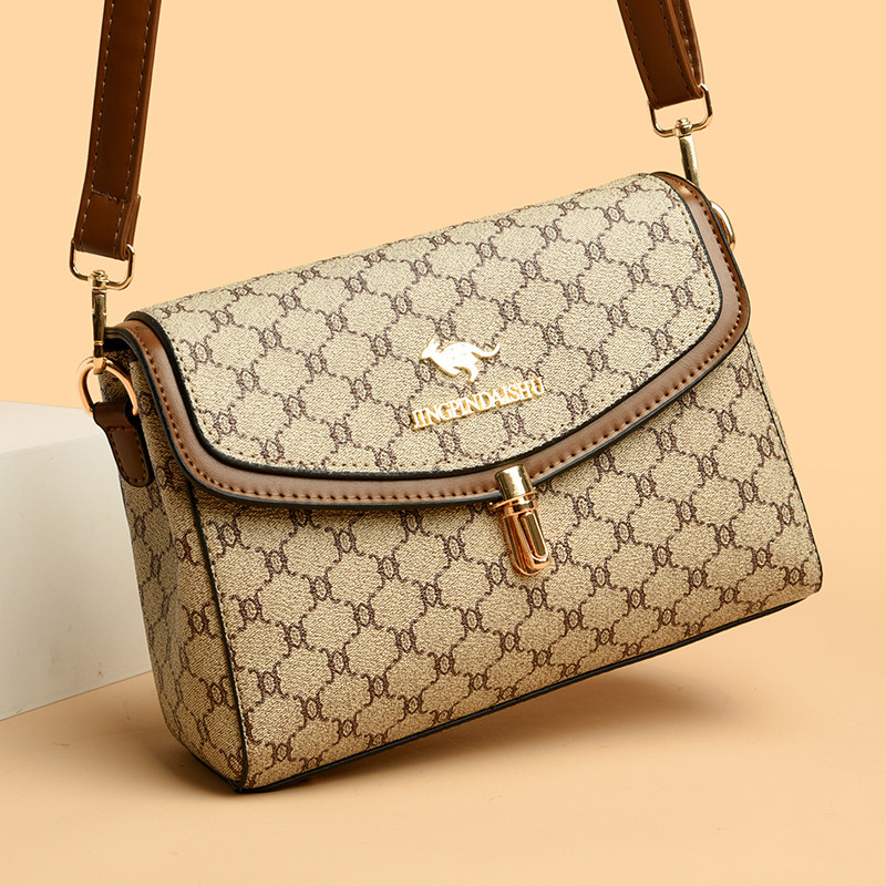 品牌正品真皮印花小方包女2024新款软皮中年妈妈包百搭单肩斜挎包,淘宝优惠券,粉丝福利购,淘宝优惠卷