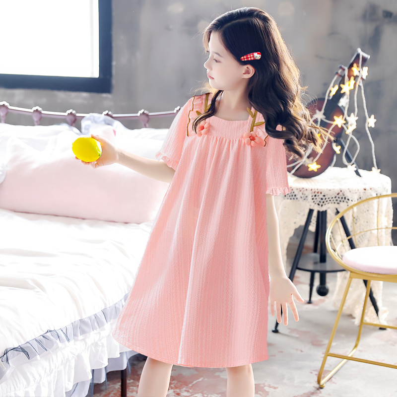 女童睡衣夏季薄款中长裙爆款公主风短袖睡裙可爱卡通家居服可外穿,淘宝优惠券,粉丝福利购,淘宝优惠卷