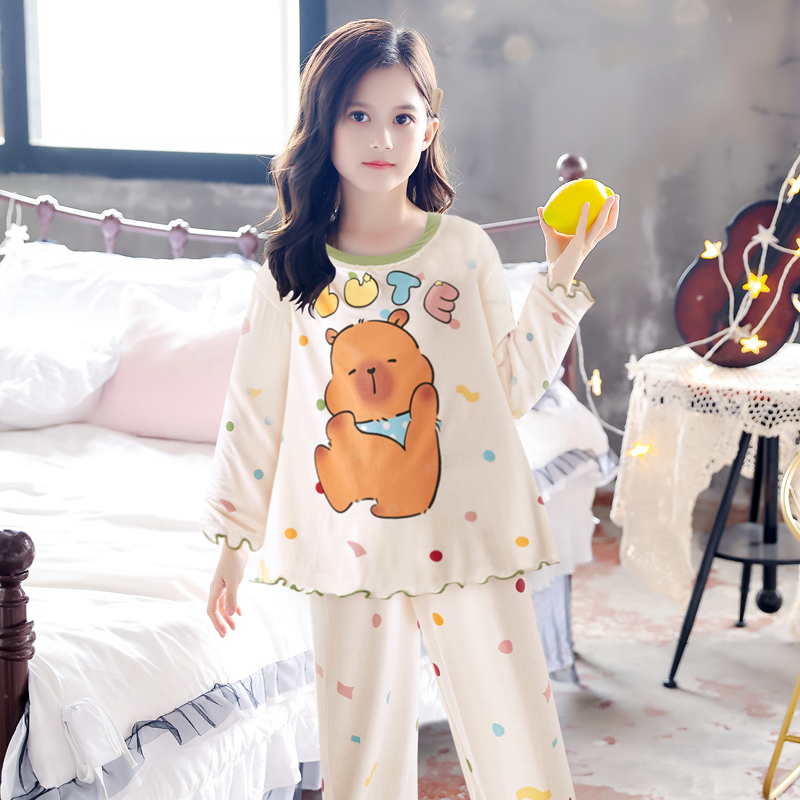 莫代尔睡衣女童中大童春秋夏季薄款长袖儿童空调家居服套装,淘宝优惠券,粉丝福利购,淘宝优惠卷