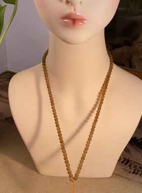 天然玉石新疆和田玉糖玉圆珠项链高端吊坠挂绳6x108颗多圈手串DIY