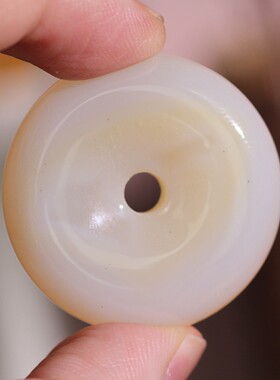 源饰界-天然玉髓平安扣挂件玉化玉石吊坠34mm似贝般的质感无伤裂