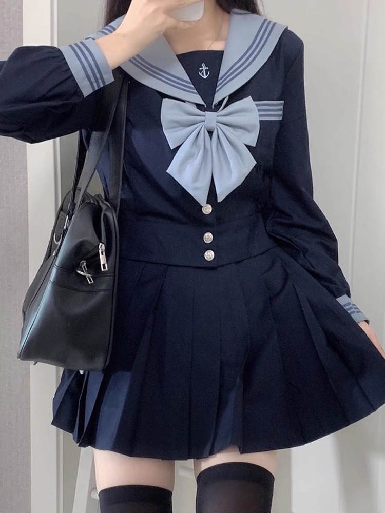 jk制服原创正版水手服日系学院风套装短袖春季夏季学生校供套装女 - 图2