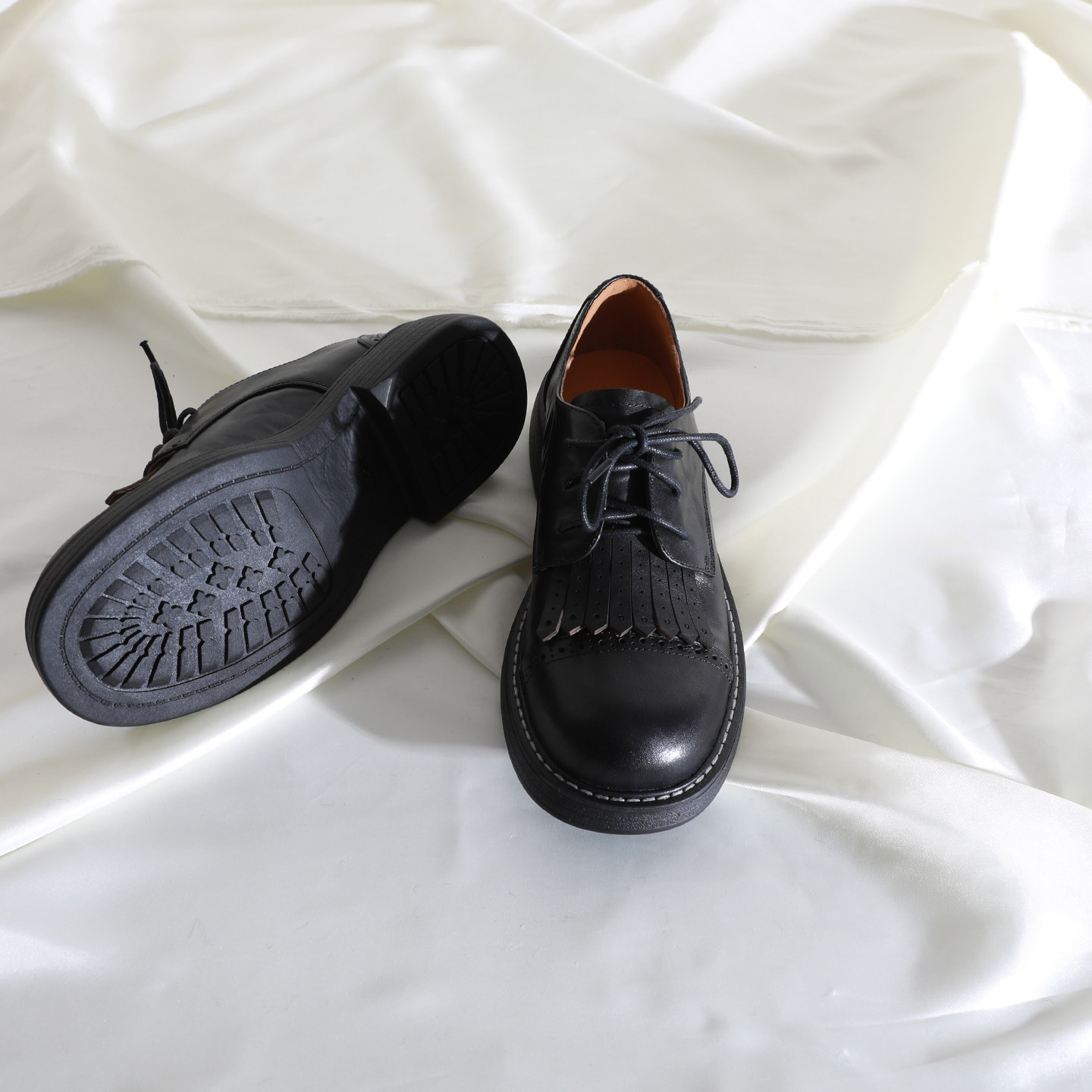 莲花府邸2026春季英伦小皮鞋深口流苏系带德比鞋休闲百搭方跟牛皮,淘宝优惠券,粉丝福利购,淘宝优惠卷