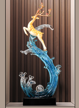 玄关风生水起鹿摆件树脂招财现代