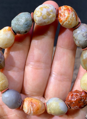 天然戈壁阿拉善石 奇石 玛瑙原石 筋脉 手串 手链