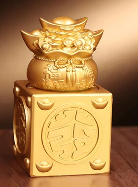 泰山祈愿福袋玉玺发财树摆件