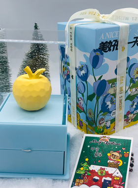 绒沙金圣诞熊几何图形创意切面金苹果摆件潮流时尚跨年平安夜礼物