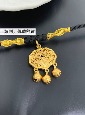 沙金黄铜镀金女士手工编制项链