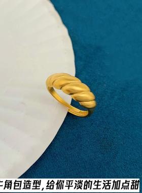 女越南沙金牛角包活口戒指不掉色