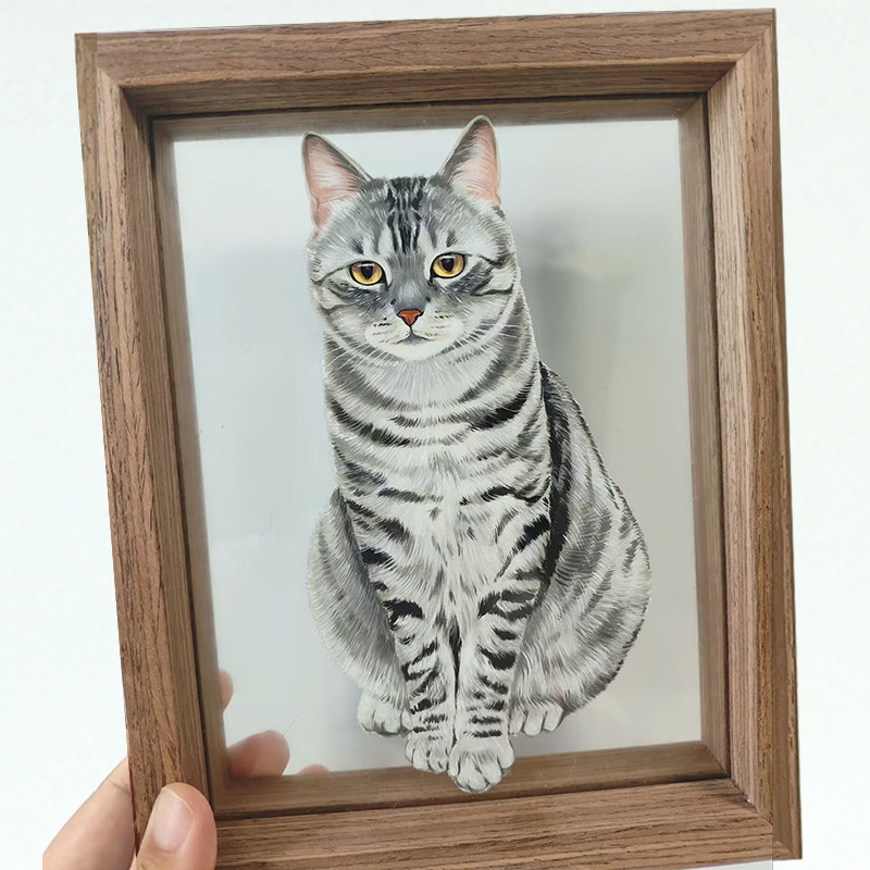 手绘宠物玻璃画像定制猫咪狗狗肖像彩色丙烯生日礼物照片定做纪念,淘宝优惠券,粉丝福利购,淘宝优惠卷