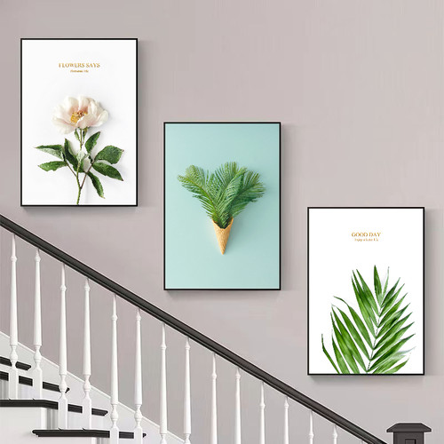 北欧风客厅装饰画现代简约楼道三联挂画客厅玄关走廊过道背景墙画 - 图0