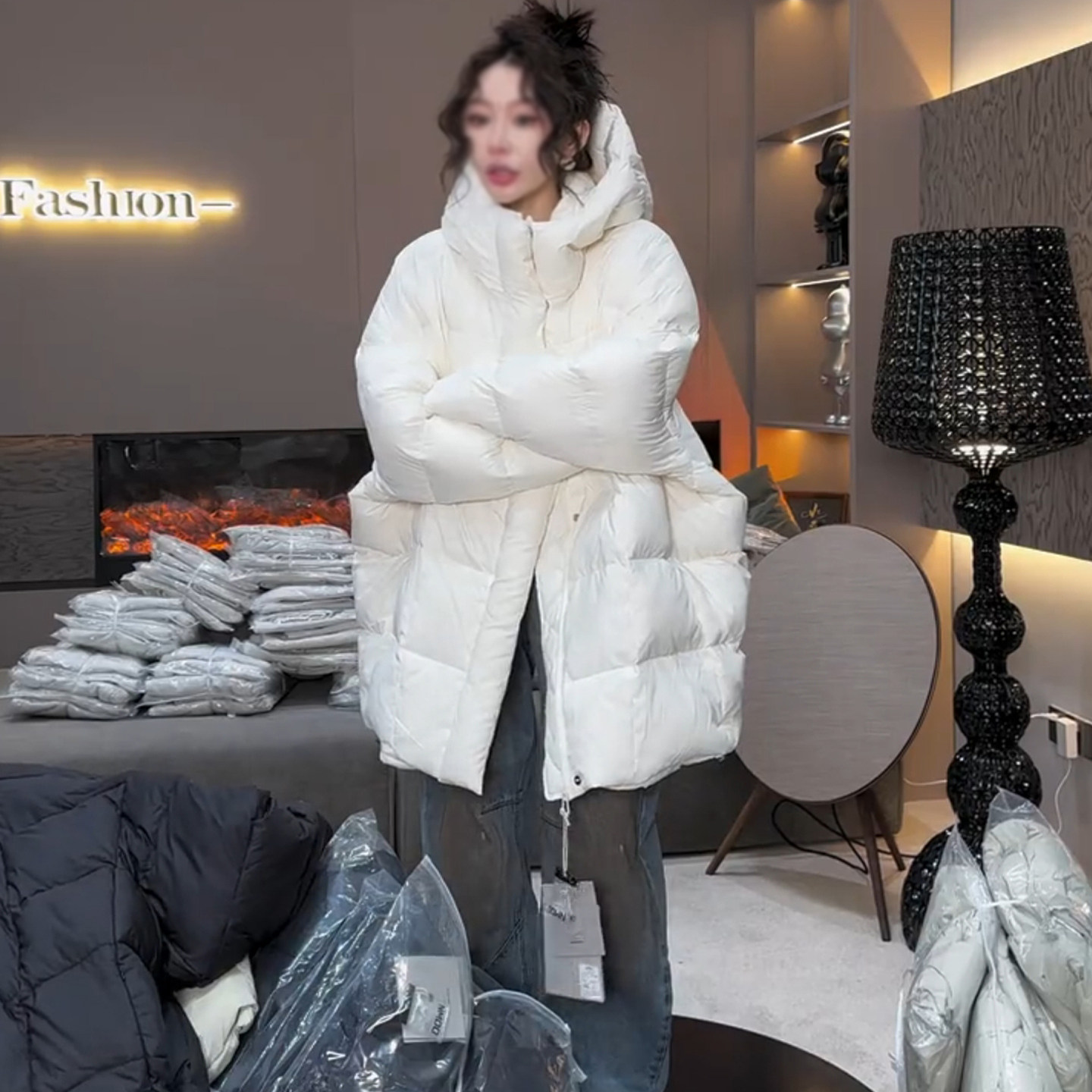 云朵泡芙羽绒服女中长款时尚连帽加厚宽松外套冬装保暖上衣女,淘宝优惠券,粉丝福利购,淘宝优惠卷