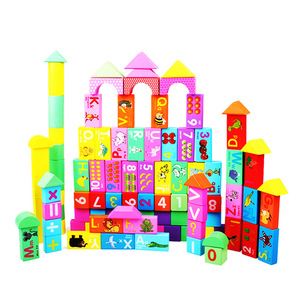 儿童桶装木制积木100粒