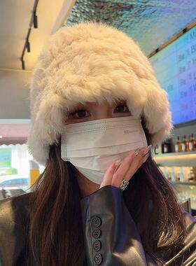 毛绒渔夫帽女秋冬季保暖