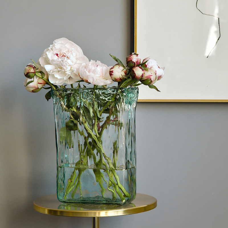 迦乐西班牙进口手工环保玻璃现代欧式简约花瓶客厅餐桌高花瓶摆件 - 图1