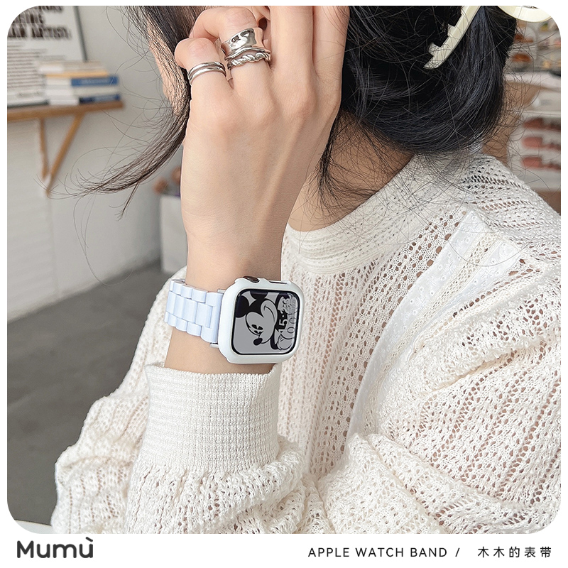 木木适用于苹果applewatch手表带s9夏日糖果色树脂iwatch78代se2-图2