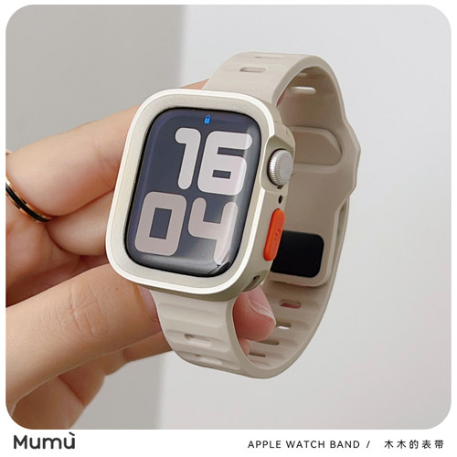 适用于苹果s10手表S9高质感保护壳包边软壳Apple watchS7/S8/SE2 - 图0