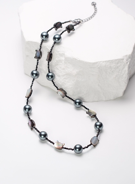 MPAY2025高级感轻奢小众设计款黑色猫咪珍珠项链