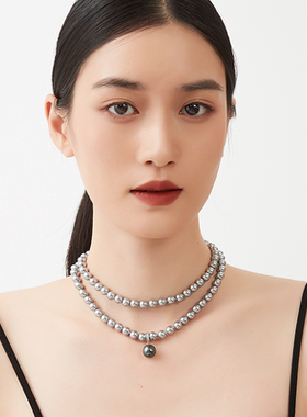 MPAY2025简约高级感轻奢双层叠戴长款珍珠项链