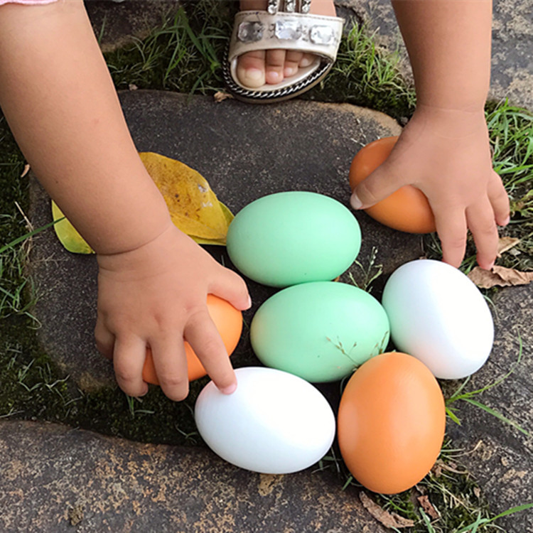 手绘复活蛋涂鸦假鸭蛋儿童木制仿真鸡蛋实心模型DIY玩具喜蛋彩蛋 - 图2