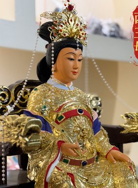 西王母神像瑶池金母王母娘娘佛像香樟木雕植发工艺家用供奉摆件