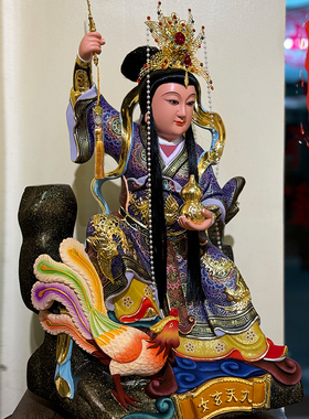 九天玄女圣母玄母娘娘无极元君碧霞元君香樟木雕九天圣母娘娘神像