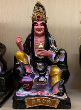 济公像降龙罗汉佛李修缘道济颠和尚像植眉植发香樟木雕家用摆件