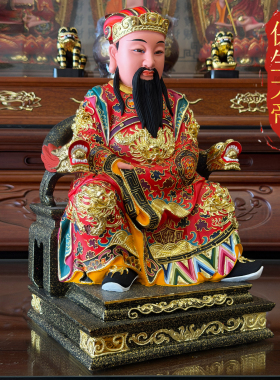 保生大帝神像神医吴真人大道公香樟木雕定制吴夲家用佛像供奉摆件