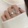 Sweet and cool smiley face graffiti smile ring for women versatile fashion personality temperament S925 silver open ring index finger ring trendy