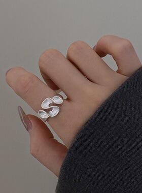 不规则裙摆褶皱戒指女小众设计感时尚波浪开口指环个性网红食指戒