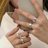Sweet and cool smiley face graffiti smile ring for women versatile fashion personality temperament S925 silver open ring index finger ring trendy