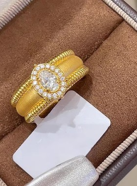 甜美气质戒指女精致轻奢彩色S925镀银开口指环ins风食指戒潮