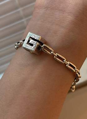 字母G紫色锆石手链女复古S925银时尚重工设计感手环嘻哈手饰潮