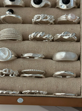 素圈戒指女简约时尚个性创意网红百搭叠戴指环ins风设计感食指戒