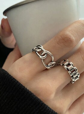 韩版复古时尚表带戒指女不规则线条缠绕开口食指戒个性指环潮