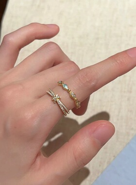 小巧细圈戒指女百搭时尚甜美叠戴几何小众开口指环小清新食指戒潮