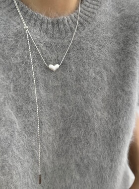 简约心形吊坠项链女冷淡风气质高级感抽拉可调节毛衣链ins风颈链