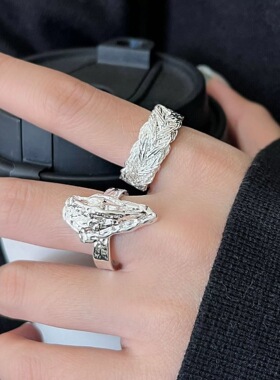 简约麻花编织戒指女几何不规则时尚开口指环个性嘻哈朋克食指戒潮