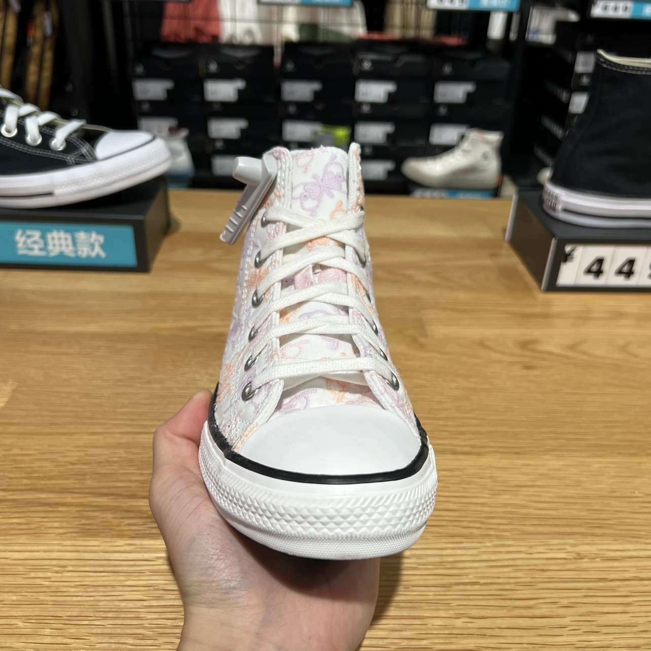 converse匡威系带Allstar彩色刺绣休闲高帮帆布鞋大童 A01616C