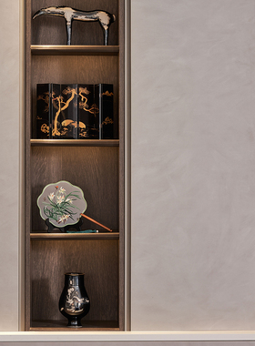 新中式书柜茶水柜展示收纳柜小屏风扇子装饰盒收纳盒样板间高级感