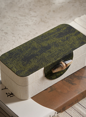 侘寂风中餐厅包厢茶具套装摆件绿色系列收纳托盘桌面组合软装搭配