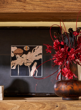 侘寂风暖棕调壁柜软装组合套装